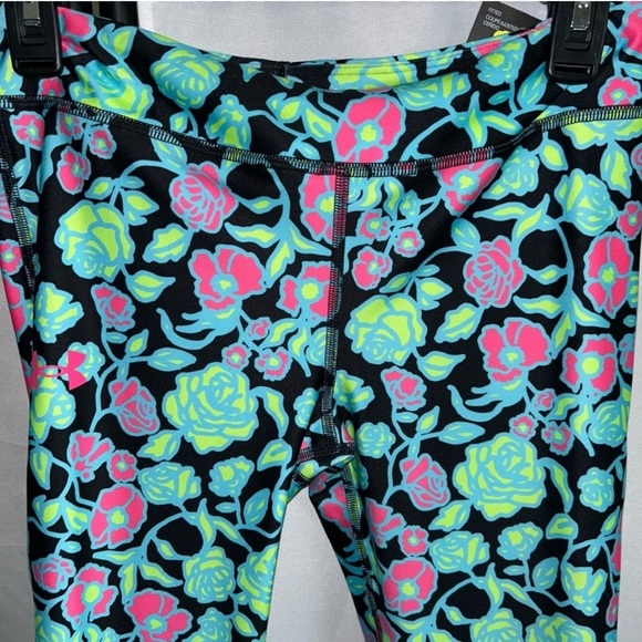 Under Armour Black and Green Floral Leggings - Picture 4 of 5